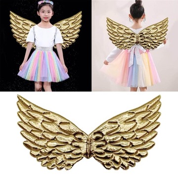 Детский нарядный костюм с крыльями ангела на свадьбу, золотой.