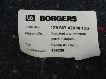 БАГАЖНИК БОКОВИНА ПРАВАЯ, SKODA OCTAVIA II 1Z9867428M