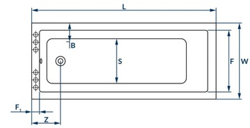 WANNA PROSTOKĄTNA PRZYSCIENNA SYFON 170X75