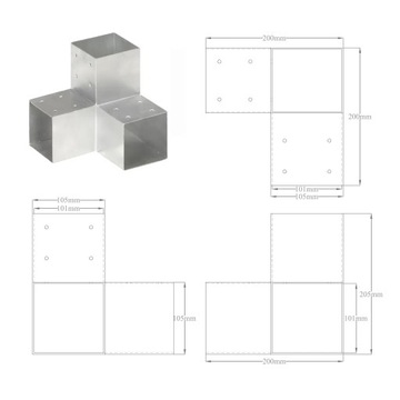 vidaXL Y Коннекторы 4 шт. Оцинкованный металл 101x101 мм