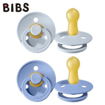 BIBS COLOR, 2 КОМПЛЕКТА, НЕБЕСНО-ГОЛУБОЙ И BABY BLUE M Резиновая пустышка Heve