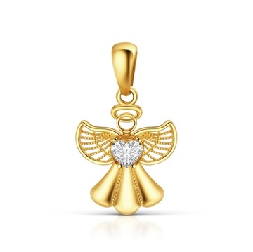 Zawieszka złota 585 aniołek z cyrkonią w kształcie serca wisiorek aniołek