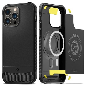Etui do iPhone 15 Pro, Spigen Rugged Mag, case do MagSafe, cover, plecki