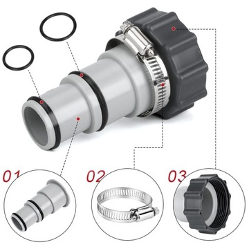 4 SZT ADAPTER WĘŻA BASENOWEGO DO FILTRA POMPY GŁĘBINOWEJ INTEX