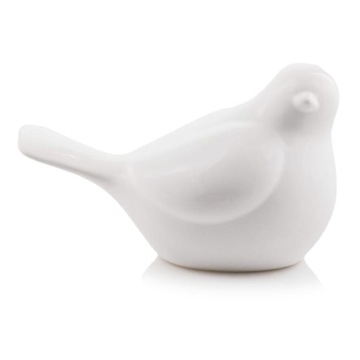 Biały ptaszek figurka ceramiczna 7 cm do dekoracji