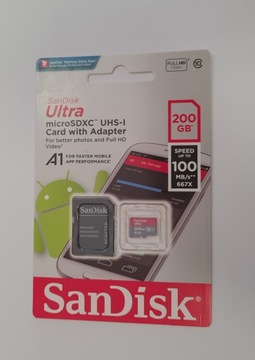 SANDISK 200 ГБ micro SDXC UHS-I A1 ULTRA 100 МБ+SD
