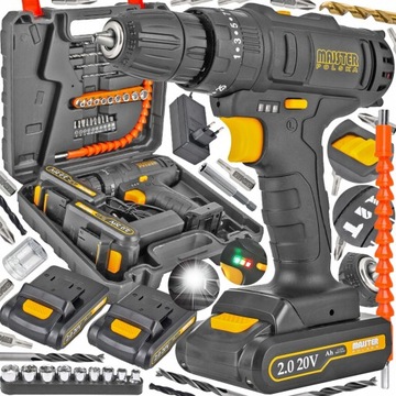 Дрель ОТВЕРТКА 20В УДАРНАЯ 2x2AH + DEWALT 32 шт. САМОЗЖИМНЫЙ ДЕРЖАТЕЛЬ