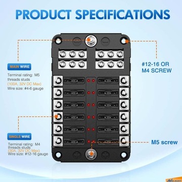 БЛОК ПРЕДОХРАНИТЕЛЕЙ ДЛЯ ЛОДКИ 12WAY - 06038