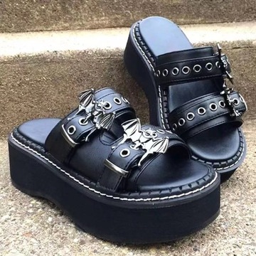 czółenka Goth Punk duże kapcie z grubą podeszwą da