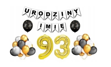 Zestaw na 93 Urodziny Balony Baner Dowolne Imię