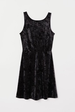 Sukienka welurowa czarna bez rękawów H&M 40