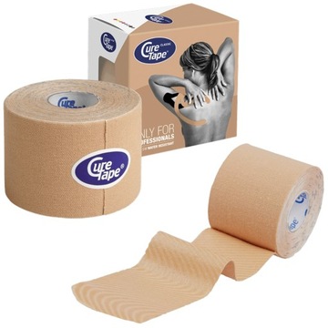 Taśma do kinesiotapingu tejpy CURETAPE CLASSIC do CIAŁA i TWARZY BEŻOWA