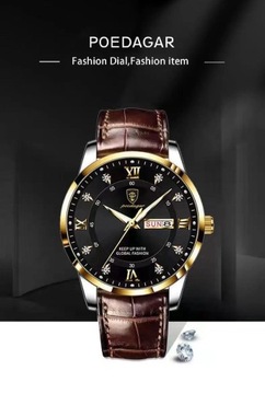 POEDAGAR Men Watch Fashion High Quality Leather Watches Waterproof