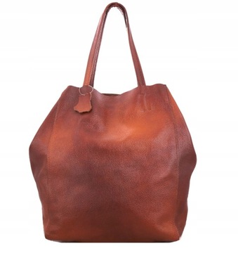 Torebka Skórzana Damska Shopper Skóra Naturalna Worek Model 2w1