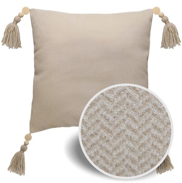 POSZEWKA dekoracyjna Boho jodełka beż chwost D 40x40 ASTO deco