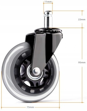 5шт резиновые колеса для вращающихся стульев с шарикоподшипниками STRONG
