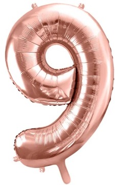 Balon Foliowy Cyfra 9 Rose Gold na Urodziny 86cm