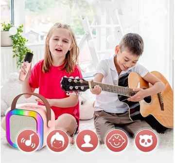ПОРТАТИВНЫЙ НАБОР ДЛЯ КАРАОКЕ, ДИНАМИКИ BLUETOOTH RGB, ДВА МИКРОФОНА, МИНИ-ГНЕЗМЫ USB
