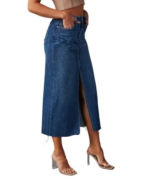 Elegancka Jeansowa Spódnica Z Rozporkiem - Modny A-line Wysokiej Jakości