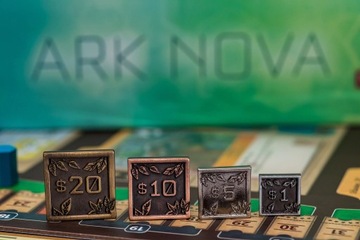ZESTAW 70 METALOWYCH MONET ZAMIENNIK DO GRY ARK NOVA