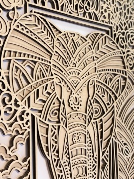 Украшение стены со слоном, 3D-слойное изображение дерева