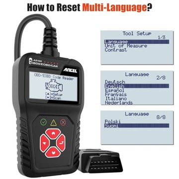 СКАНЕР OBD2 ДИАГНОСТИЧЕСКИЙ ТЕСТЕР, ПОЛЬСКИЙ ЯЗЫК