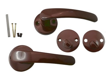 KLAMKA BRĄZOWA BISZKOPT OKRĄGŁY SZYLD ROZETA WC