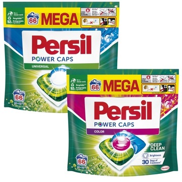 2X KAPSUŁKI DO PRANIA KOLORÓW UNIWERSALNE PERSIL POWER CAPS 132 PRANIA MEGA