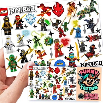 TATUAŻE DLA DZIECI ZMYWALNE TYMCZASOWE LEGO NINJAGO WZORY JAKOŚĆ