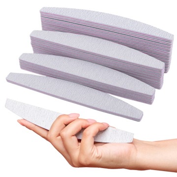 100 шт пилочка для ногтей кораблик в форме полумесяца и зебры для маникюра 100/180