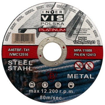 ДИСКИ РЕЖНЫЕ ПО МЕТАЛЛУ 125x1,6 PLATINUM 10