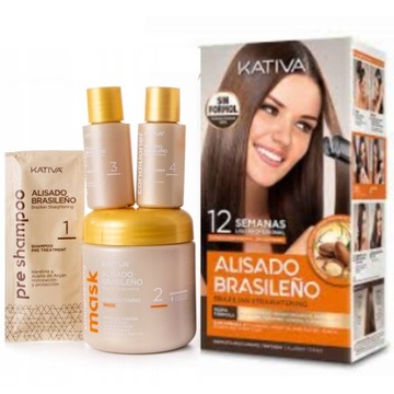 Zestaw Do Keratynowego Prostowania Włosów KATIVA Brasilian 225 ml Keratyna