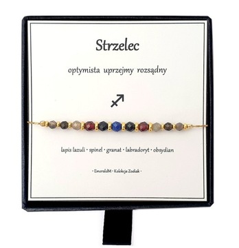 BRANSOLETKA amulet dla strzelca znak ZODIAKU STRZELEC kamienie naturalne