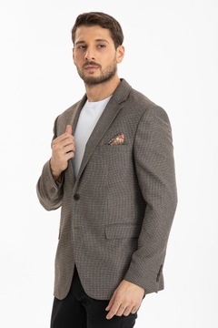 MARYNARKA MĘSKA BRĄZOWA W PEPITKĘ WIZYTOWA ELEGANCKA CASUALOWA TURECKA 58
