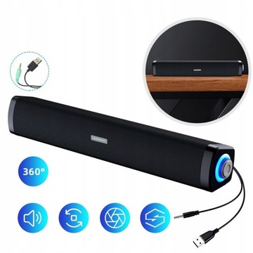 СТЕРЕО 3ВТ USB-СВЕТОДИОДНЫЙ ДИНАМИК ЗВУКОВОЙ БАР ДЛЯ КОМПЬЮТЕРА