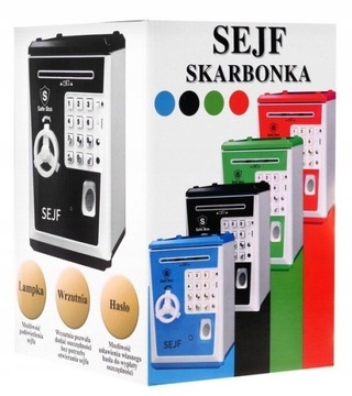 SEJF SKARBONKA BANKOMAT + PIN NA MONETY I BANKNOTY