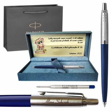 PARKER DŁUGOPIS NA PREZENT JOTTER GRANATOWY GRAWER DLA UCZNIA DO SZKOŁY