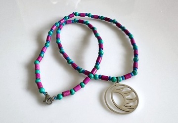 Naszyjnik handmade Słońce Księżyc Howlit