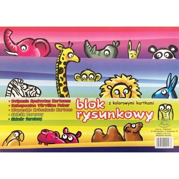 BLOK rysunkowy KOLOROWY A4 80g 16k. Protos szkolny