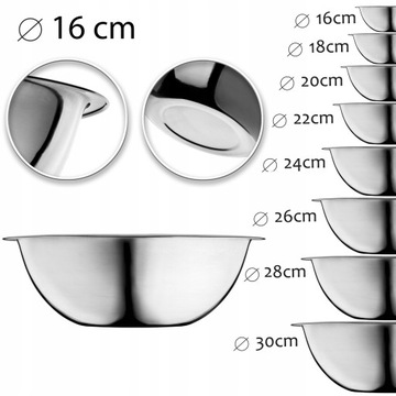 КУХОННАЯ ЧАША ДЛЯ САЛАТА ИЗ НЕРЖАВЕЮЩЕЙ СТАЛИ, 16 см