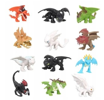 DRAGONS JAK WYTRESOWAĆ SMOKA 12szt FIGURKI SZCZERBATEK,prezent na urodziny