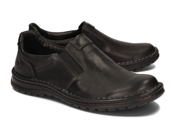 Mokasyny Buty Męskie Skóra Naturalna Szerokie Eleganckie 515 Czarny 46