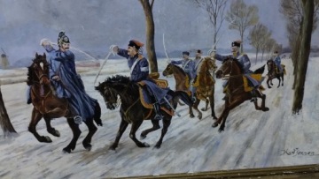 Казаки в погоне за пруссаками огромная картина маслом на холсте 150 х 116