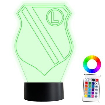 XL LAMPKA NOCNA LED 3D Legia Warszawa Piłka Nożna 16 kolorów IMIĘ GRAWER