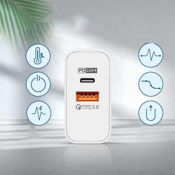 БЫСТРОЕ СЕТЕВОЕ ЗАРЯДНОЕ УСТРОЙСТВО USB-A USB QC 3.0 65 Вт USB-C PD TYPE C ДЛЯ ТЕЛЕФОНА