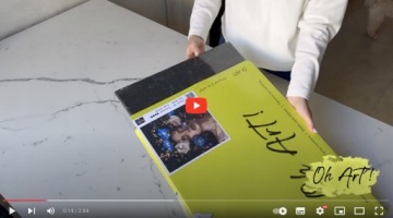 Роспись по номерам на черной пластине золотой краской с рамкой Pies Oh Art!