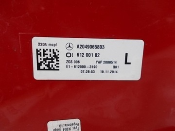 MERCEDES GLK FACELIFT X204 12-15 LED SVĚTLO ZADNÍ LEVÝ EU