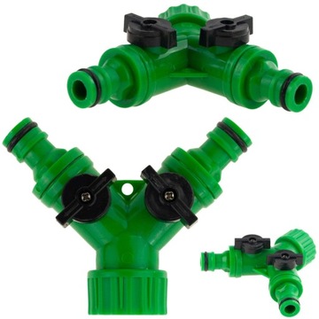 ТРОЙНИК С ДВУМЯ КЛАПАНАМИ, ПЕРЕХОДНИК ДЛЯ КРАНА, СОЕДИНИТЕЛЬ, РАСПРЕДЕЛИТЕЛЬ САДОВОГО ШЛАНГА