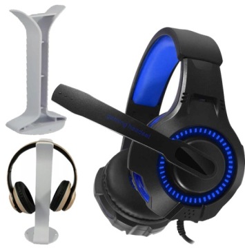 SŁUCHAWKI GAMINGOWE DLA GRACZA MIKROFON PS4 G50 + STOJAK PODŚWIETLENIE LED