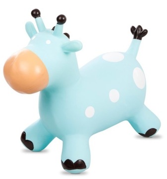 Skoczek gumowy dla dzieci ŻYRAFKA 48 cm niebieski do skakania z pompką